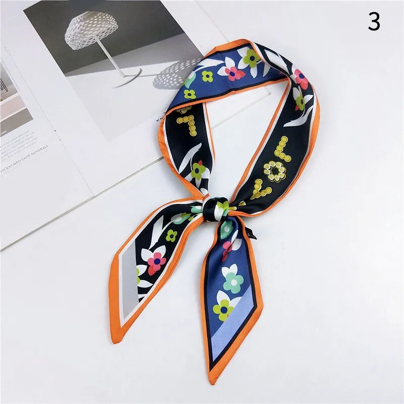 DIY Print Small Scarf Women Riband Handle Bags Scarf Narrow Long Wrist Small Ribbon Fashion Hair Band Scarves & Wraps