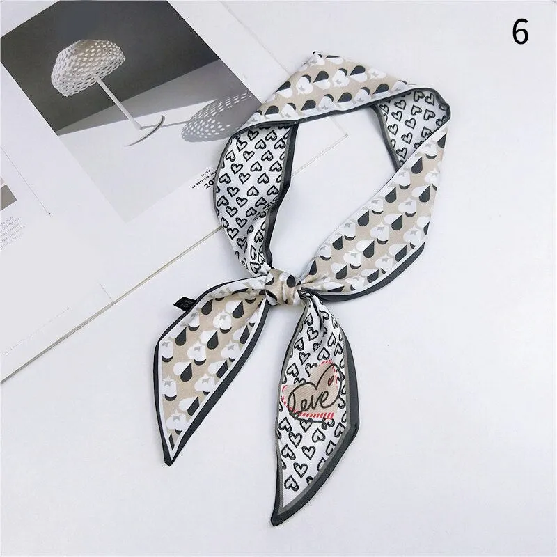 DIY Print Small Scarf Women Riband Handle Bags Scarf Narrow Long Wrist Small Ribbon Fashion Hair Band Scarves & Wraps