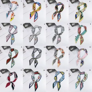 DIY Print Small Scarf Women Riband Handle Bags Scarf Narrow Long Wrist Small Ribbon Fashion Hair Band Scarves & Wraps