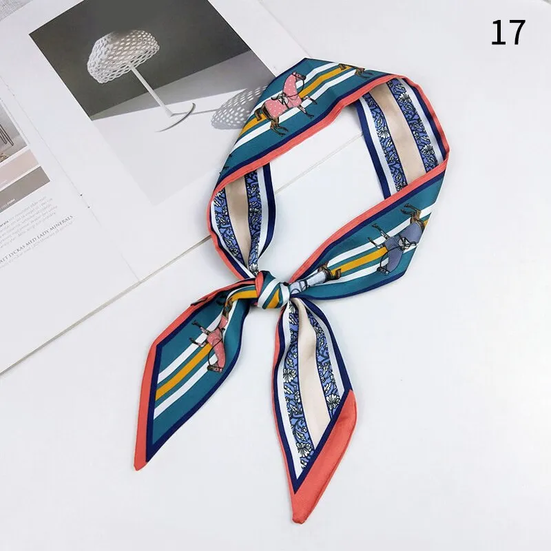 DIY Print Small Scarf Women Riband Handle Bags Scarf Narrow Long Wrist Small Ribbon Fashion Hair Band Scarves & Wraps