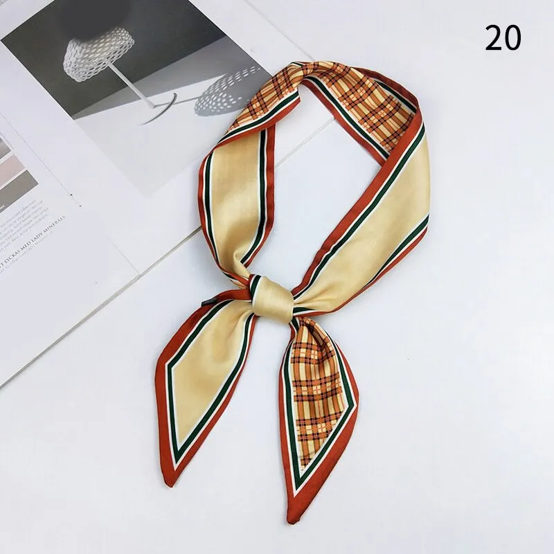 DIY Print Small Scarf Women Riband Handle Bags Scarf Narrow Long Wrist Small Ribbon Fashion Hair Band Scarves & Wraps