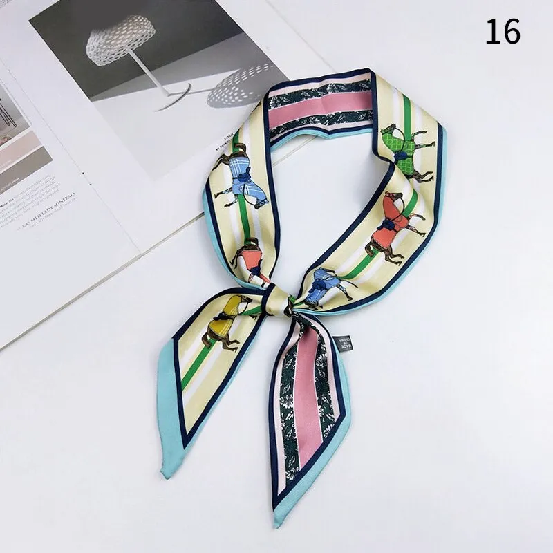 DIY Print Small Scarf Women Riband Handle Bags Scarf Narrow Long Wrist Small Ribbon Fashion Hair Band Scarves & Wraps