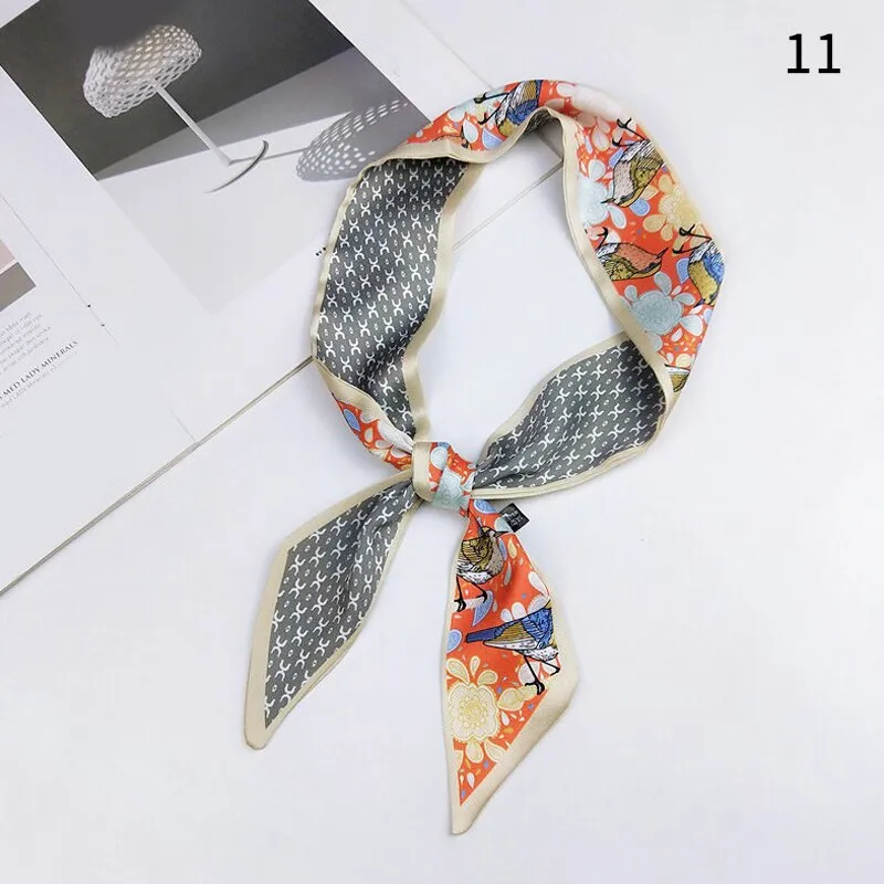 DIY Print Small Scarf Women Riband Handle Bags Scarf Narrow Long Wrist Small Ribbon Fashion Hair Band Scarves & Wraps