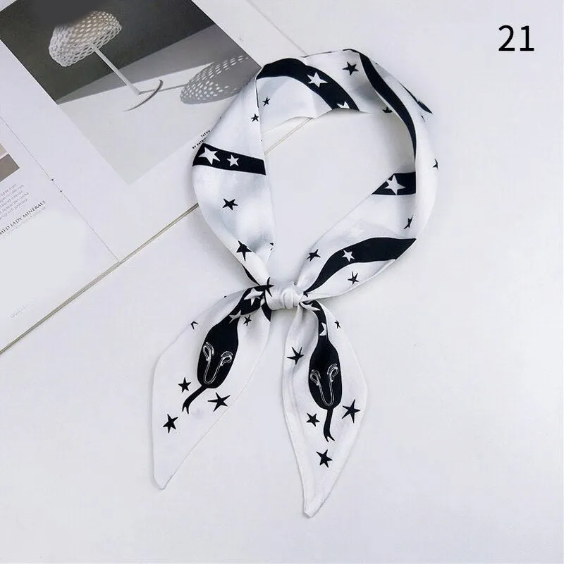 DIY Print Small Scarf Women Riband Handle Bags Scarf Narrow Long Wrist Small Ribbon Fashion Hair Band Scarves & Wraps