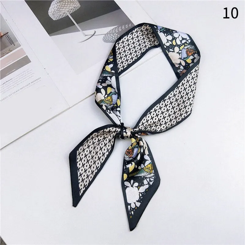 DIY Print Small Scarf Women Riband Handle Bags Scarf Narrow Long Wrist Small Ribbon Fashion Hair Band Scarves & Wraps