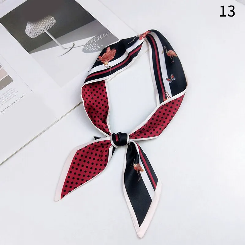 DIY Print Small Scarf Women Riband Handle Bags Scarf Narrow Long Wrist Small Ribbon Fashion Hair Band Scarves & Wraps