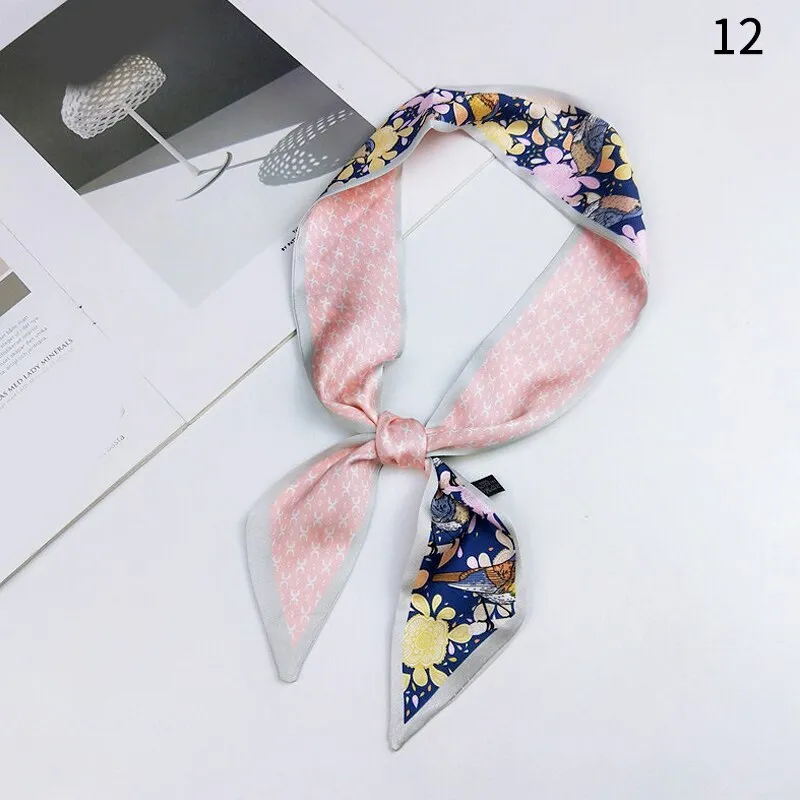 DIY Print Small Scarf Women Riband Handle Bags Scarf Narrow Long Wrist Small Ribbon Fashion Hair Band Scarves & Wraps