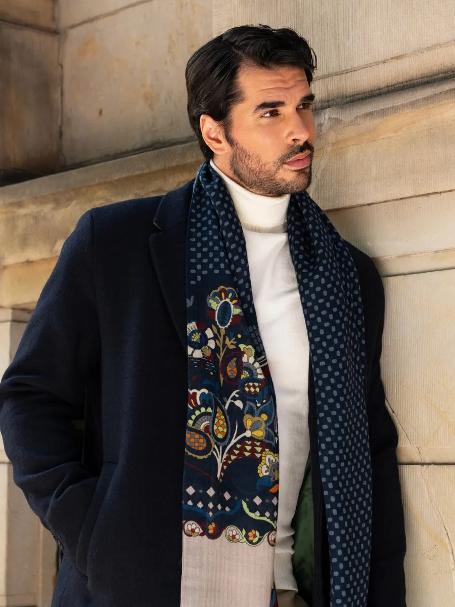 Edoardo (blue) - soft and lightweight Italian scarf from 100% wool