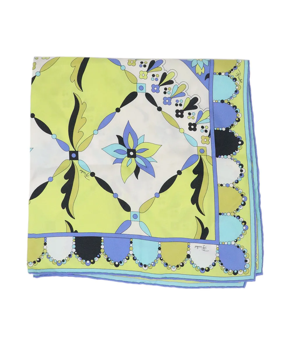 Emilio Pucci Blue & Green Print Scarf