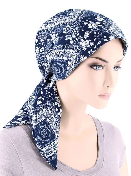 Fashion Scarf Navy White Floral