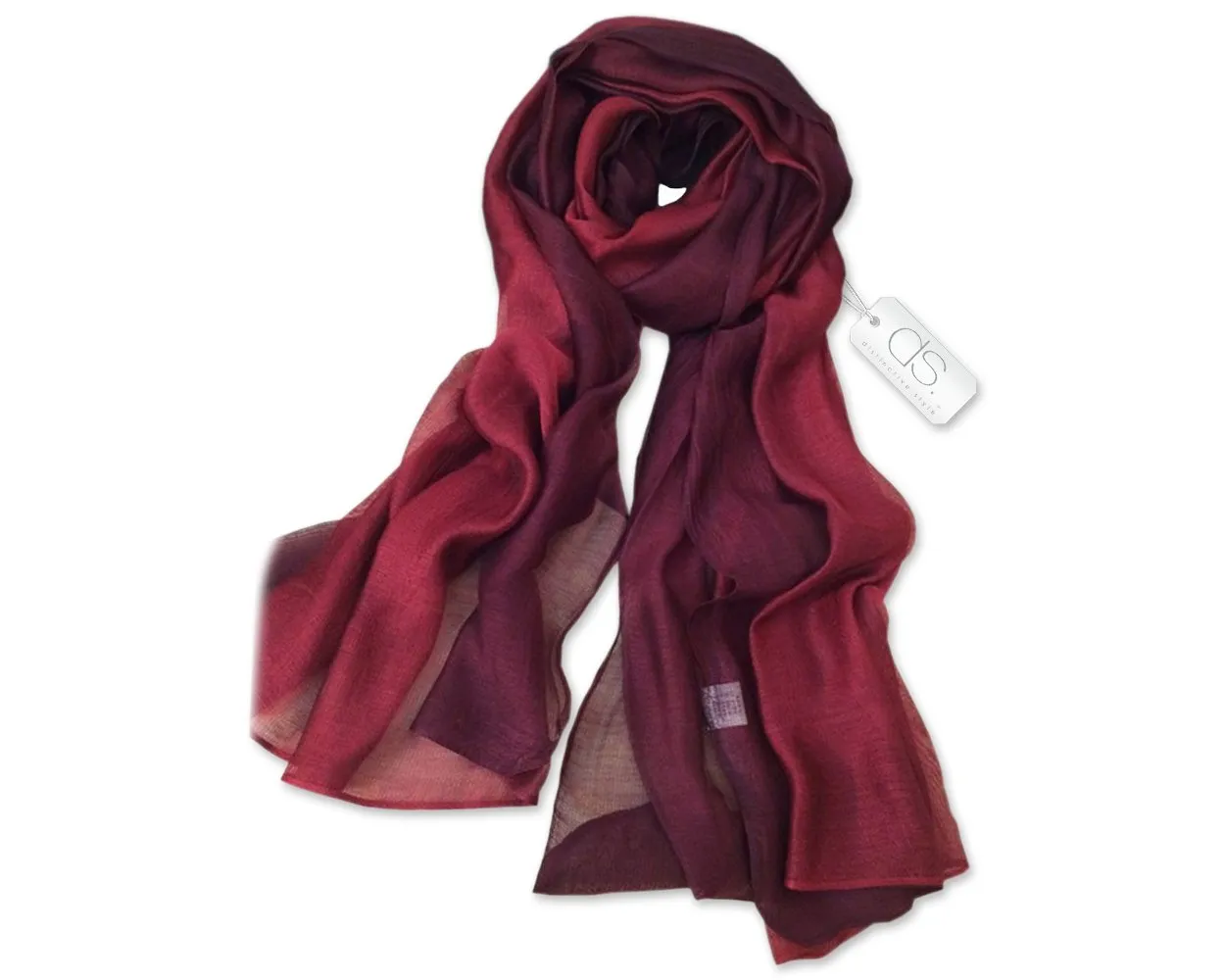 Fashion Summer Silk Scarf Gradient Shawl Wrap for Women Ladies - Red