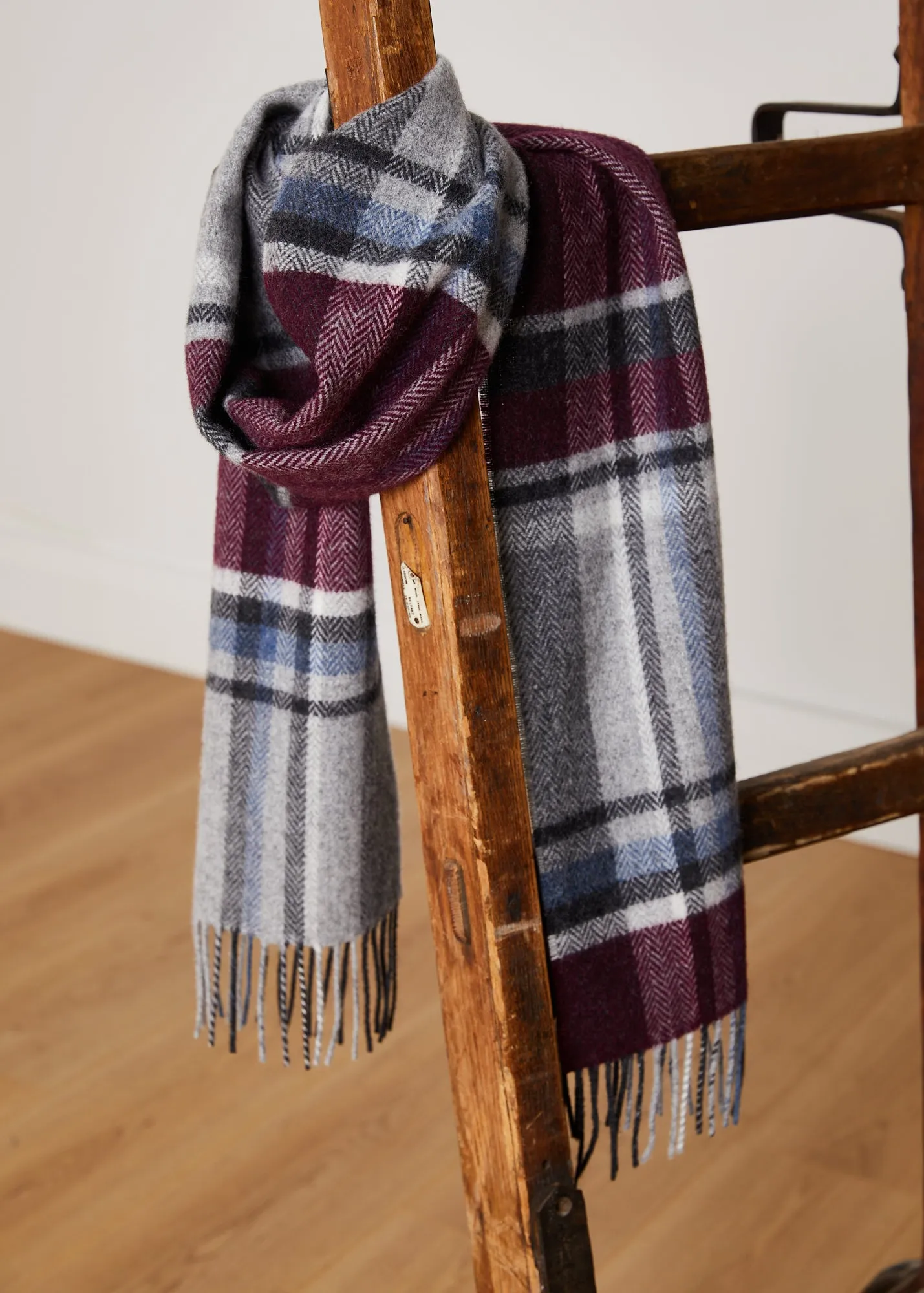 Foxford Maroon and Grey Lambswool Scarf