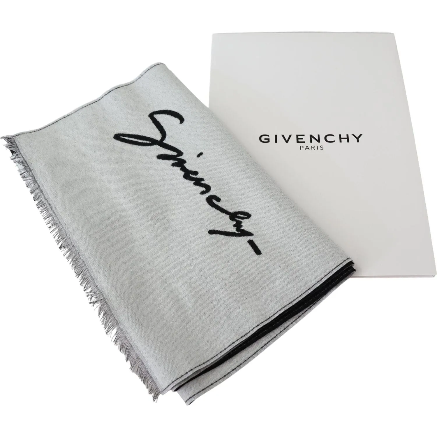 Givenchy Elegant Monochrome Wool-Silk Blend Scarf