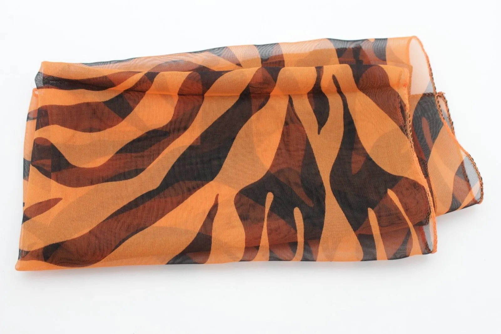 Green Orange Black Neck Scarf Fabric Zebra Animal Print Pocket Square