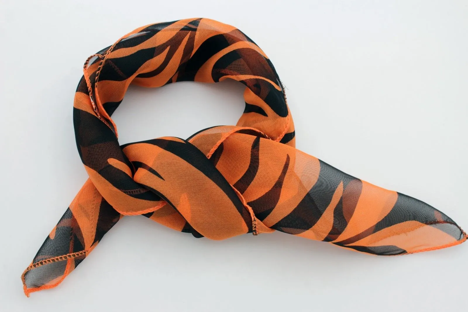 Green Orange Black Neck Scarf Fabric Zebra Animal Print Pocket Square