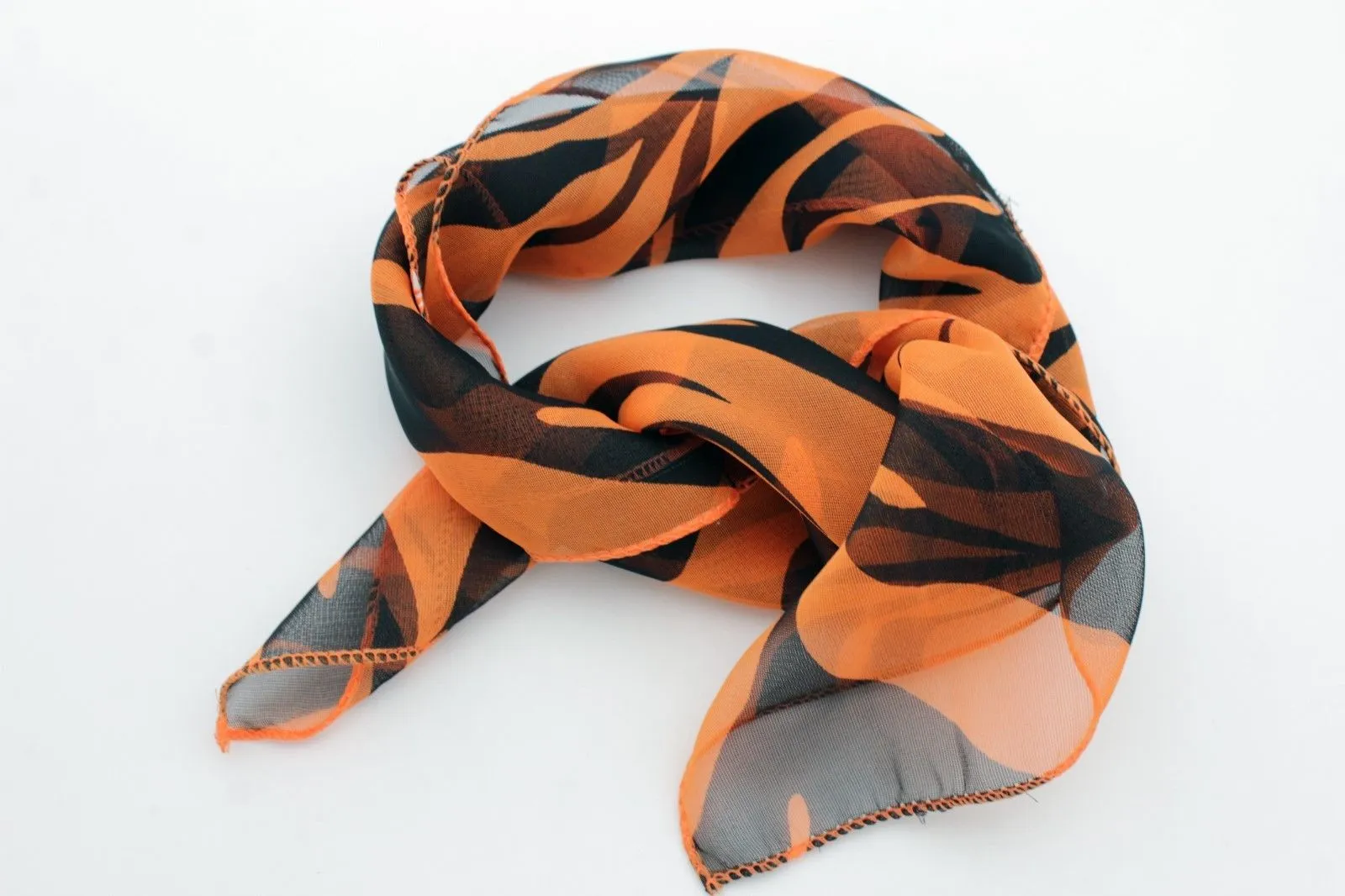 Green Orange Black Neck Scarf Fabric Zebra Animal Print Pocket Square