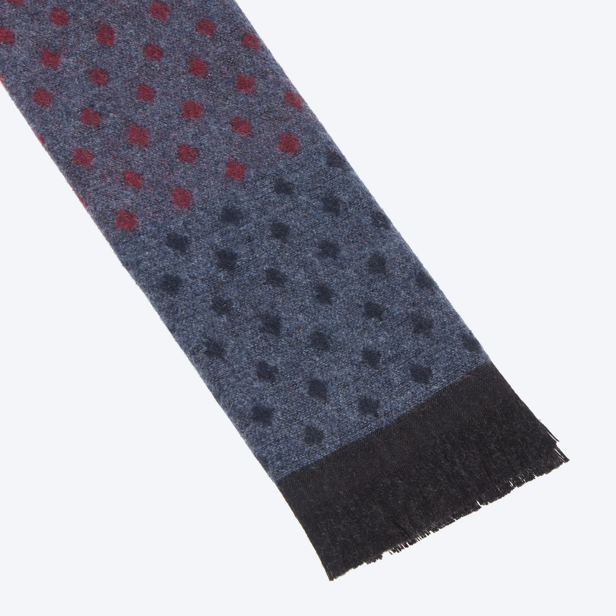 Grey Red Navy Polka Dot Scarf