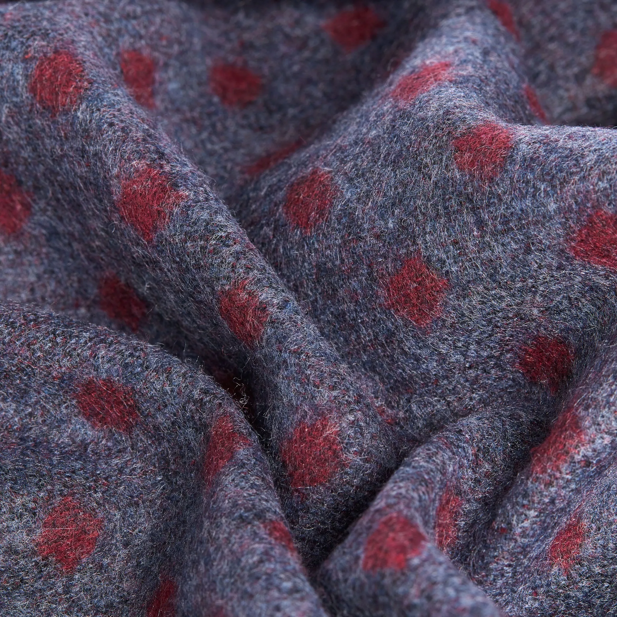 Grey Red Navy Polka Dot Scarf