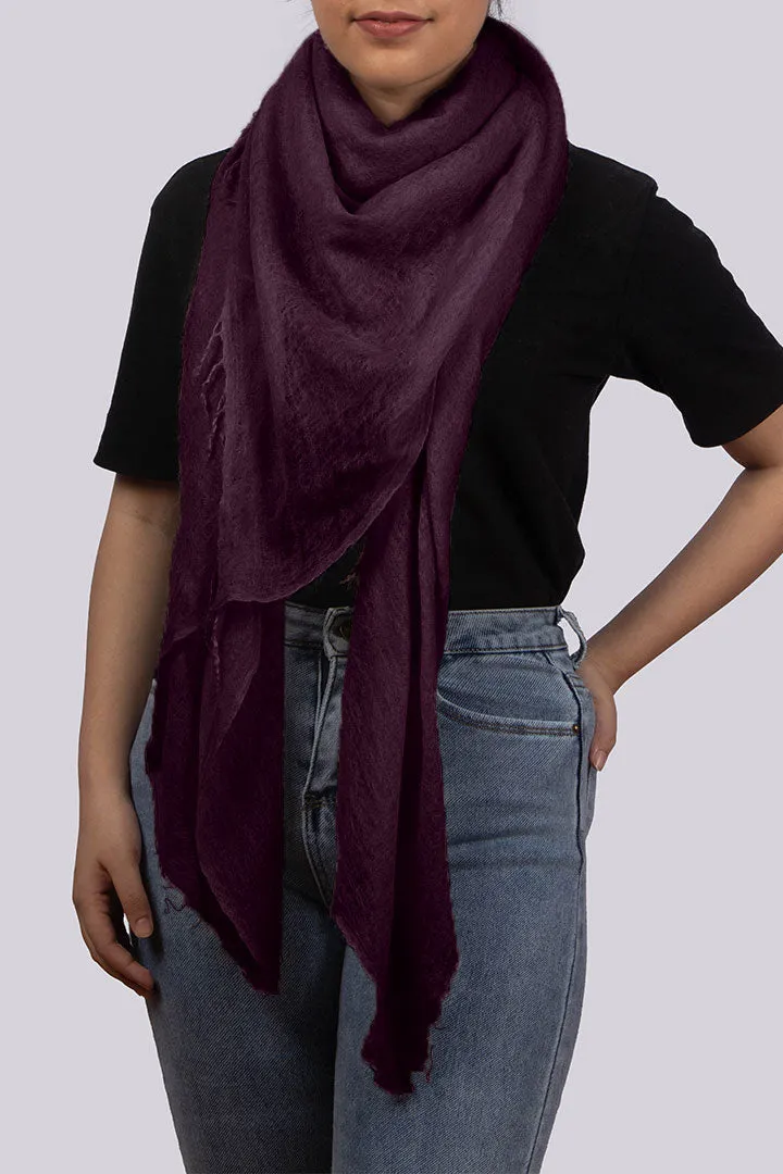 Handwoven Pure Cashmere Scarf Shawl In Grape