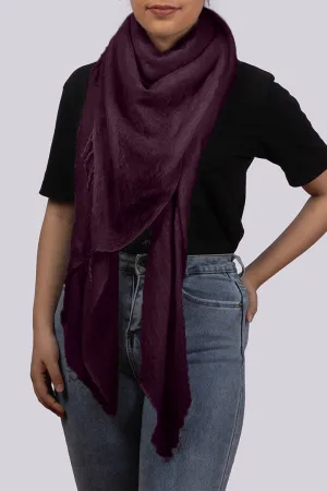 Handwoven Pure Cashmere Scarf Shawl In Grape