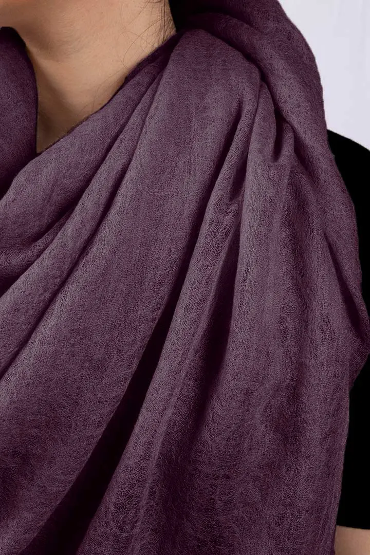 Handwoven Pure Cashmere Scarf Shawl In Grape