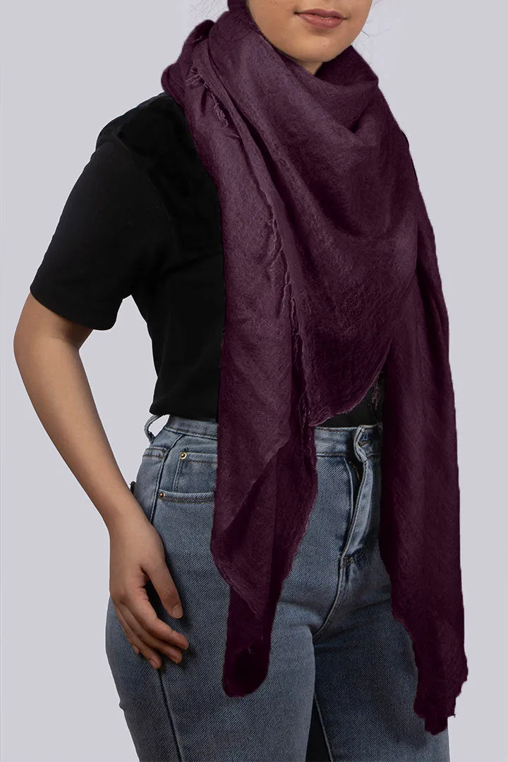 Handwoven Pure Cashmere Scarf Shawl In Grape