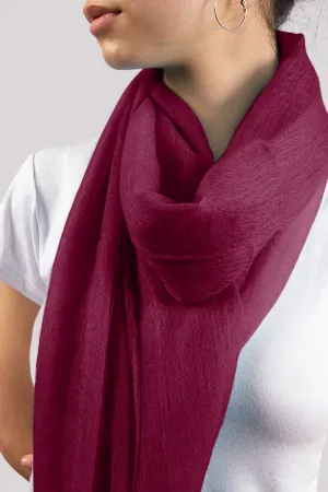 Handwoven Pure Cashmere Scarf Shawl in Pomegranate Red