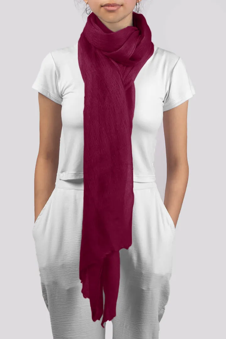 Handwoven Pure Cashmere Scarf Shawl in Pomegranate Red