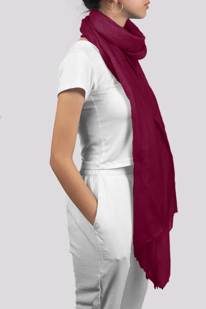 Handwoven Pure Cashmere Scarf Shawl in Pomegranate Red