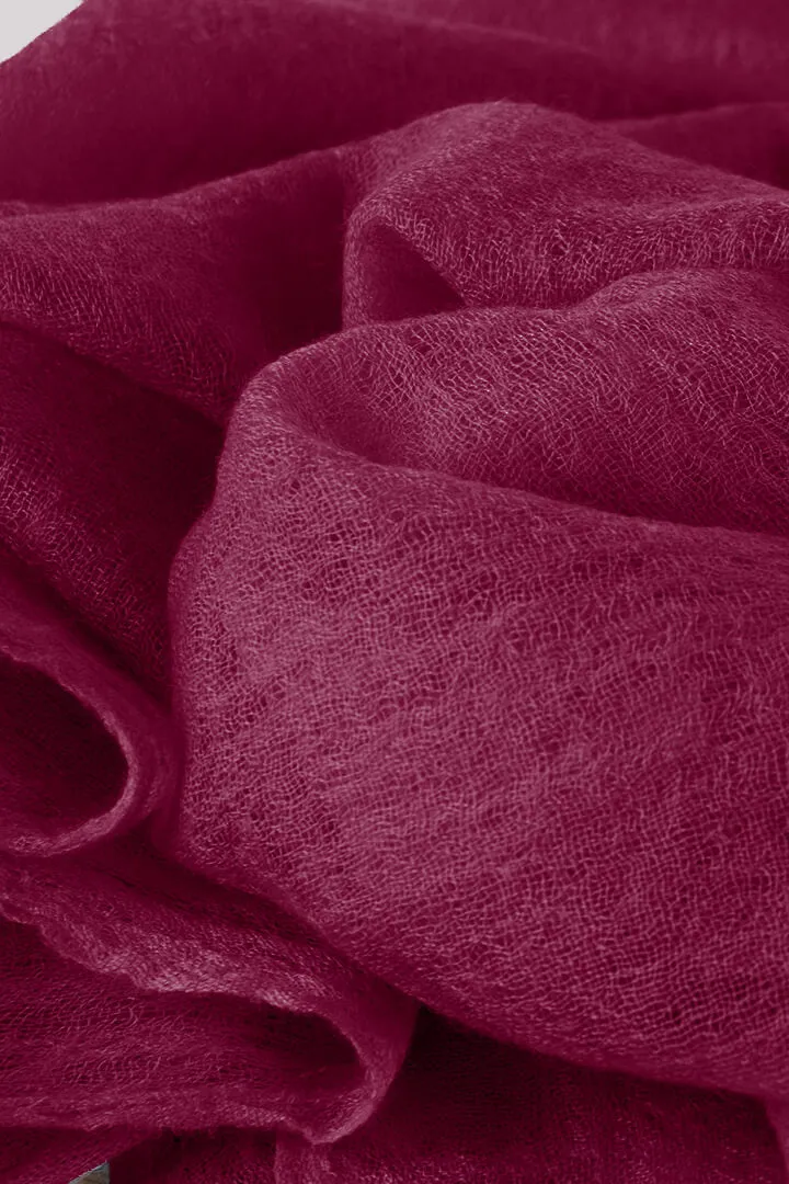 Handwoven Pure Cashmere Scarf Shawl in Pomegranate Red