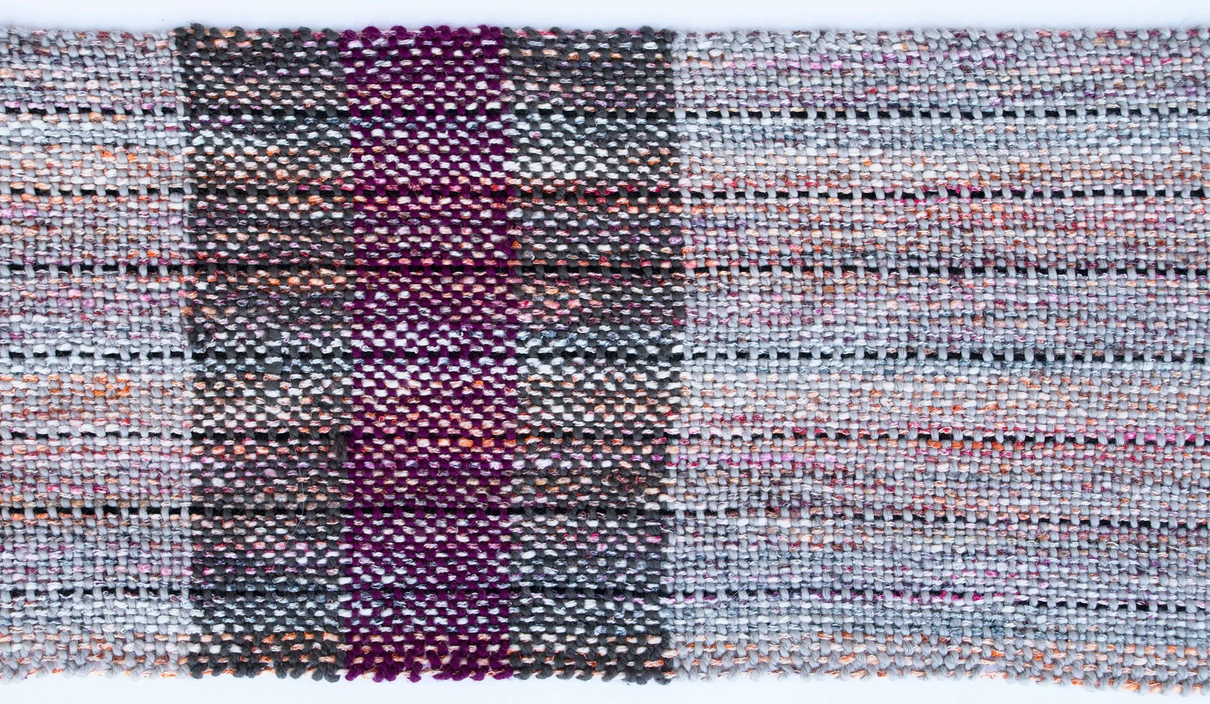 Handwoven Scarf, "Gray Stripes," 7" x 61"