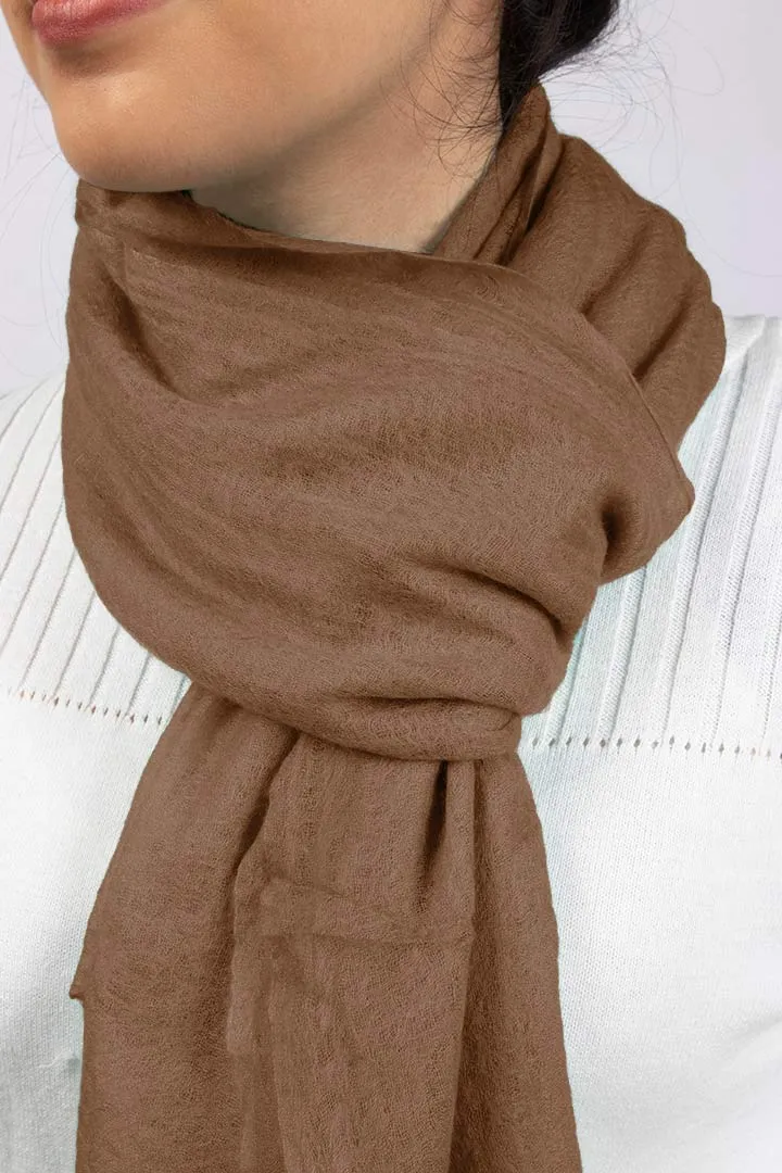 Handwoven Tawny Brown Cashmere Scarf Shawl Wrap