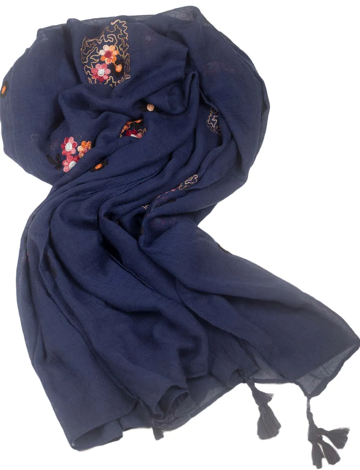 iB-iP Women's Flower Printed Lightweight Embroidered Scarf