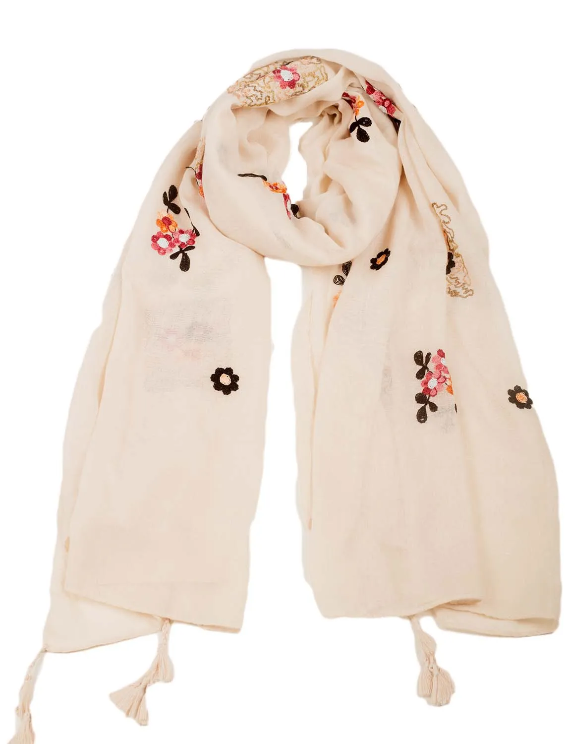 iB-iP Women's Flower Printed Lightweight Embroidered Scarf