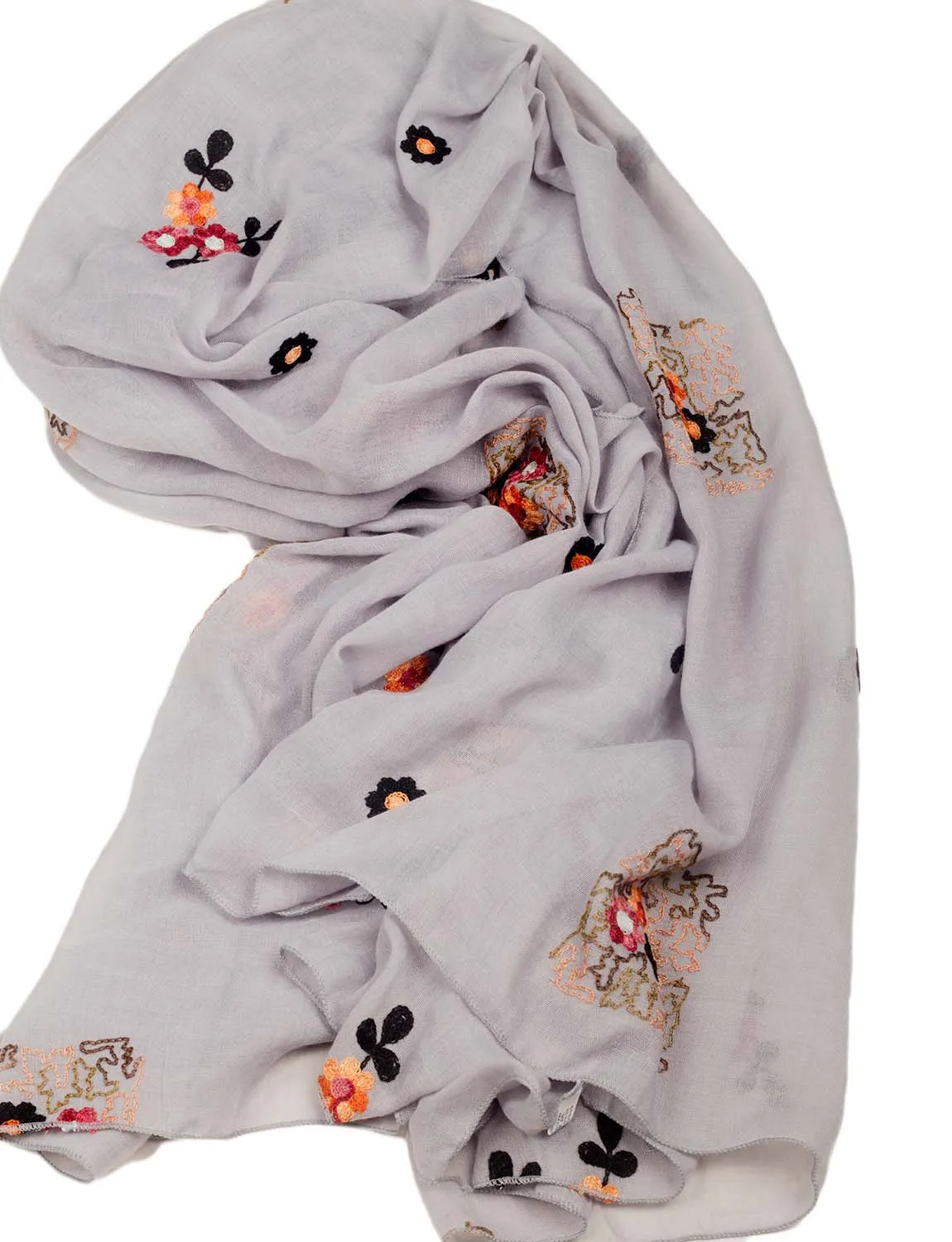 iB-iP Women's Flower Printed Lightweight Embroidered Scarf