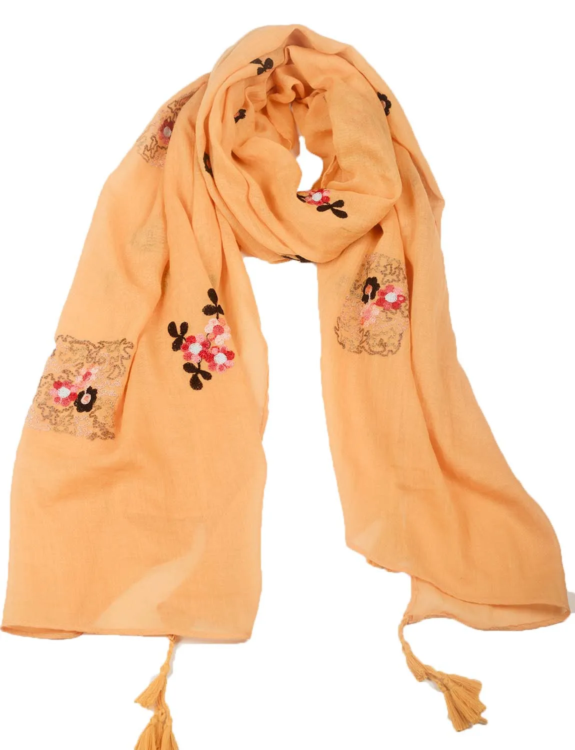 iB-iP Women's Flower Printed Lightweight Embroidered Scarf