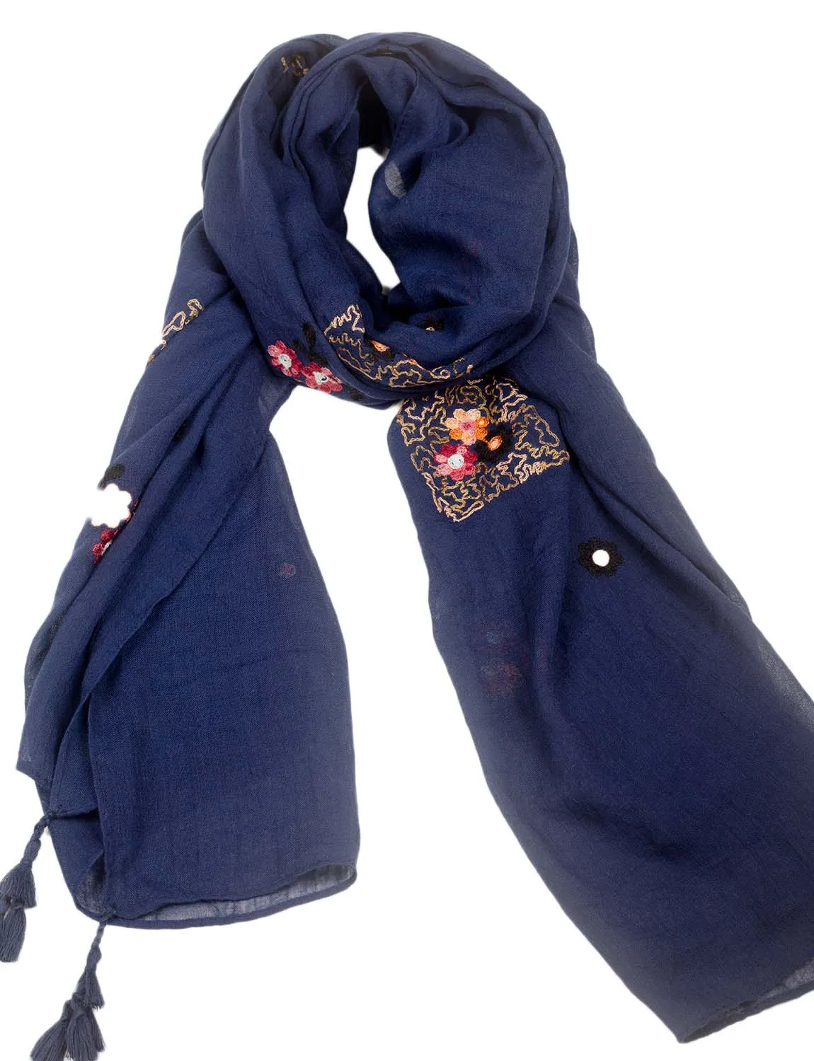 iB-iP Women's Flower Printed Lightweight Embroidered Scarf