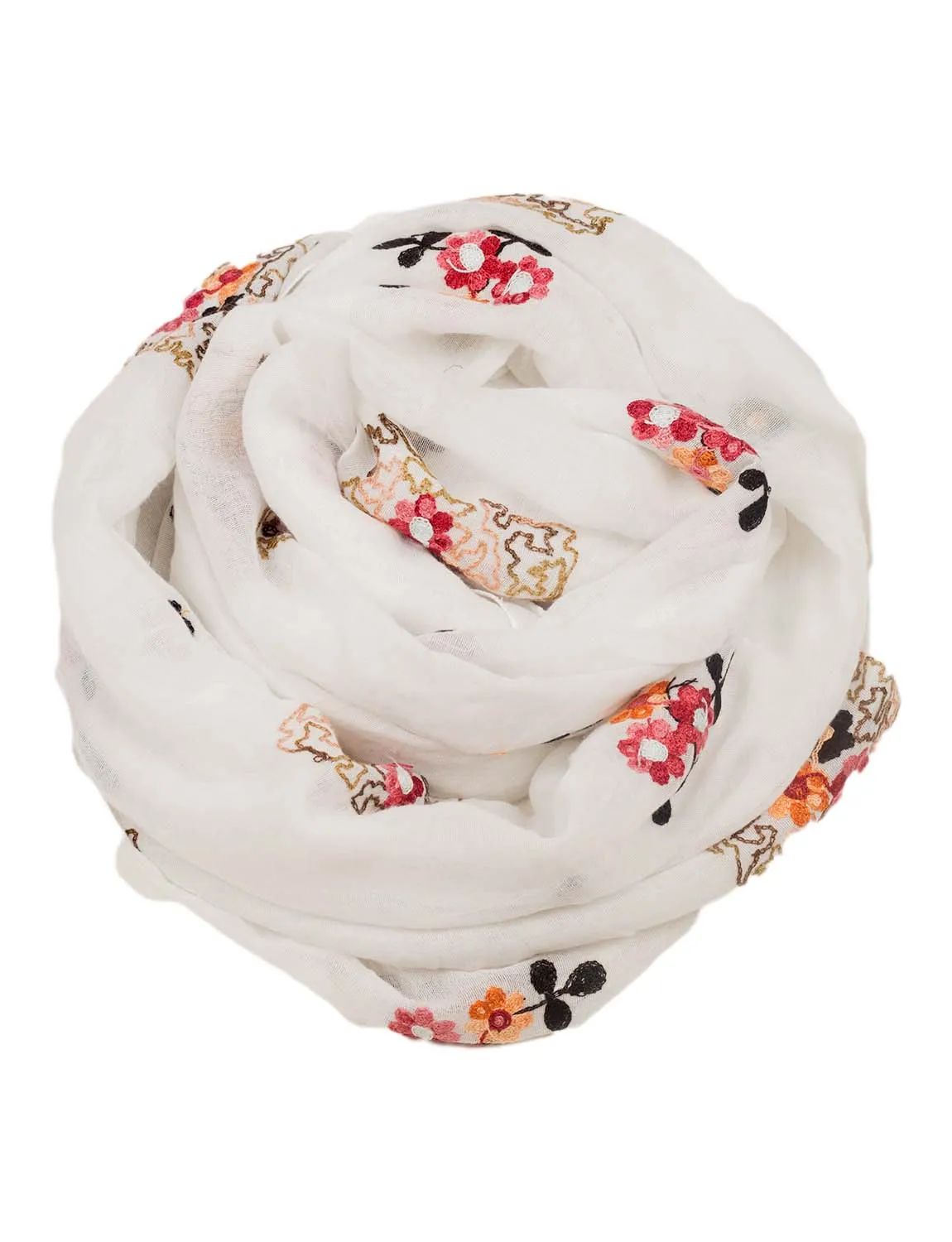 iB-iP Women's Flower Printed Lightweight Embroidered Scarf