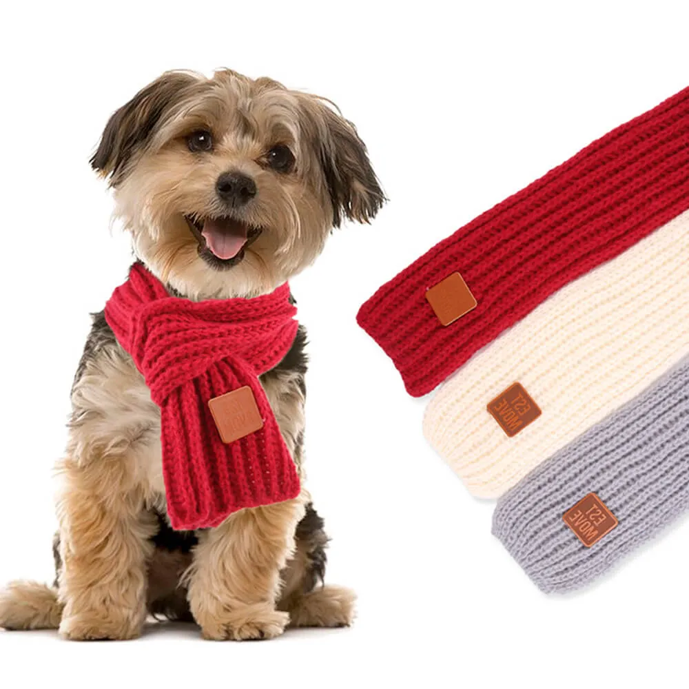 Knitted Dog Scarf - Soft and Warm Winter Accessory for Small Breeds