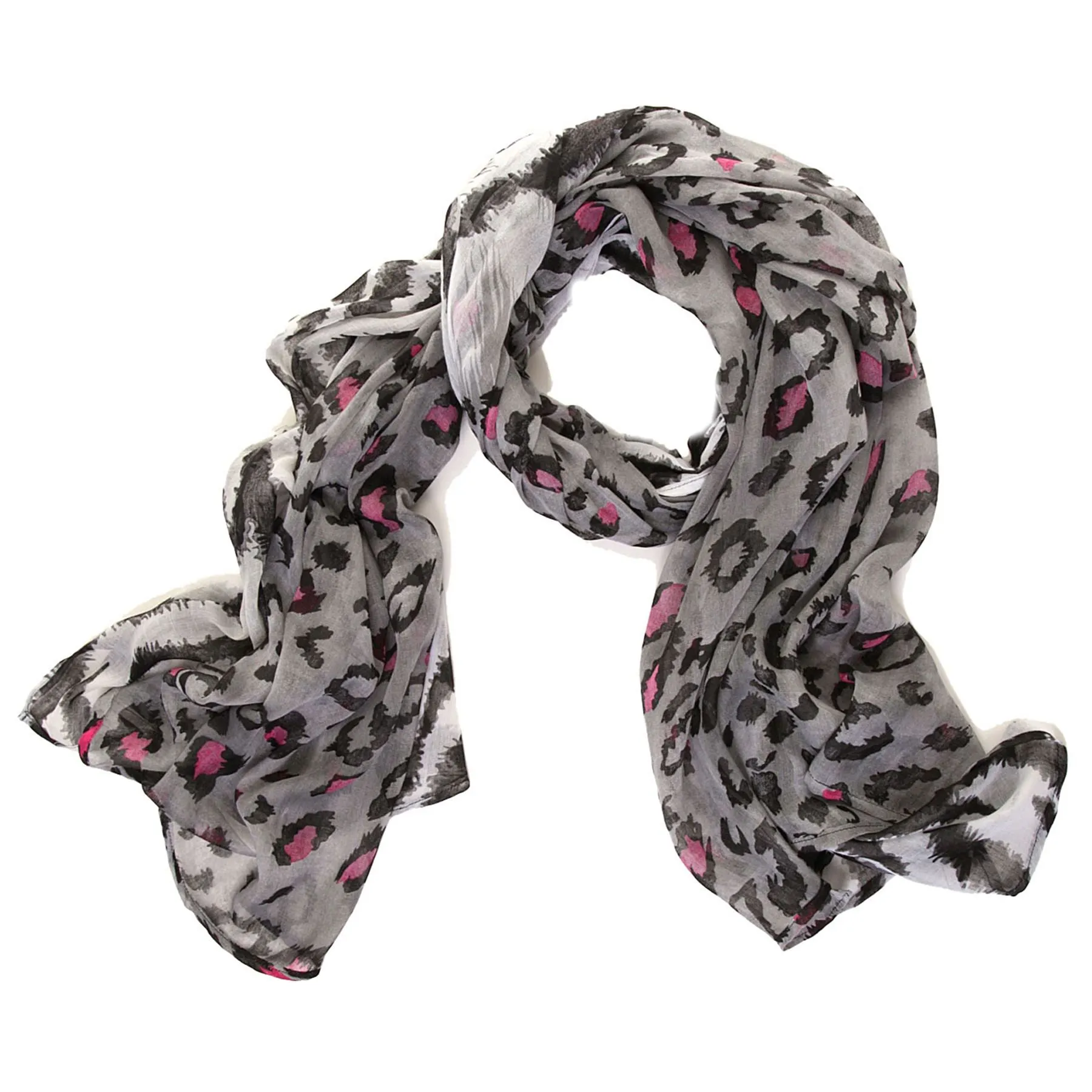 Lightweight Animal Print Scarf Shawl Wrap - Pink