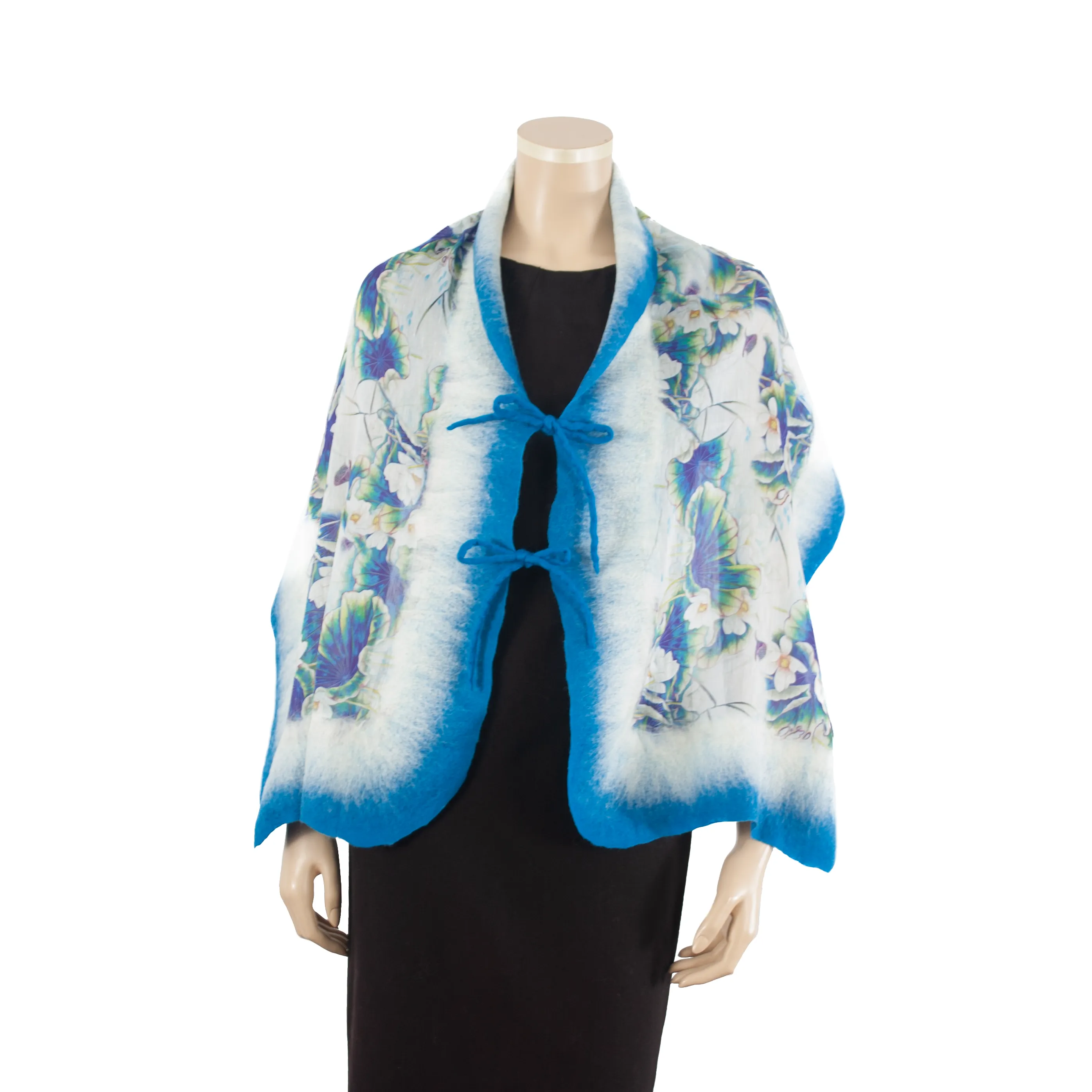 Linked  azure white scarf #148-1