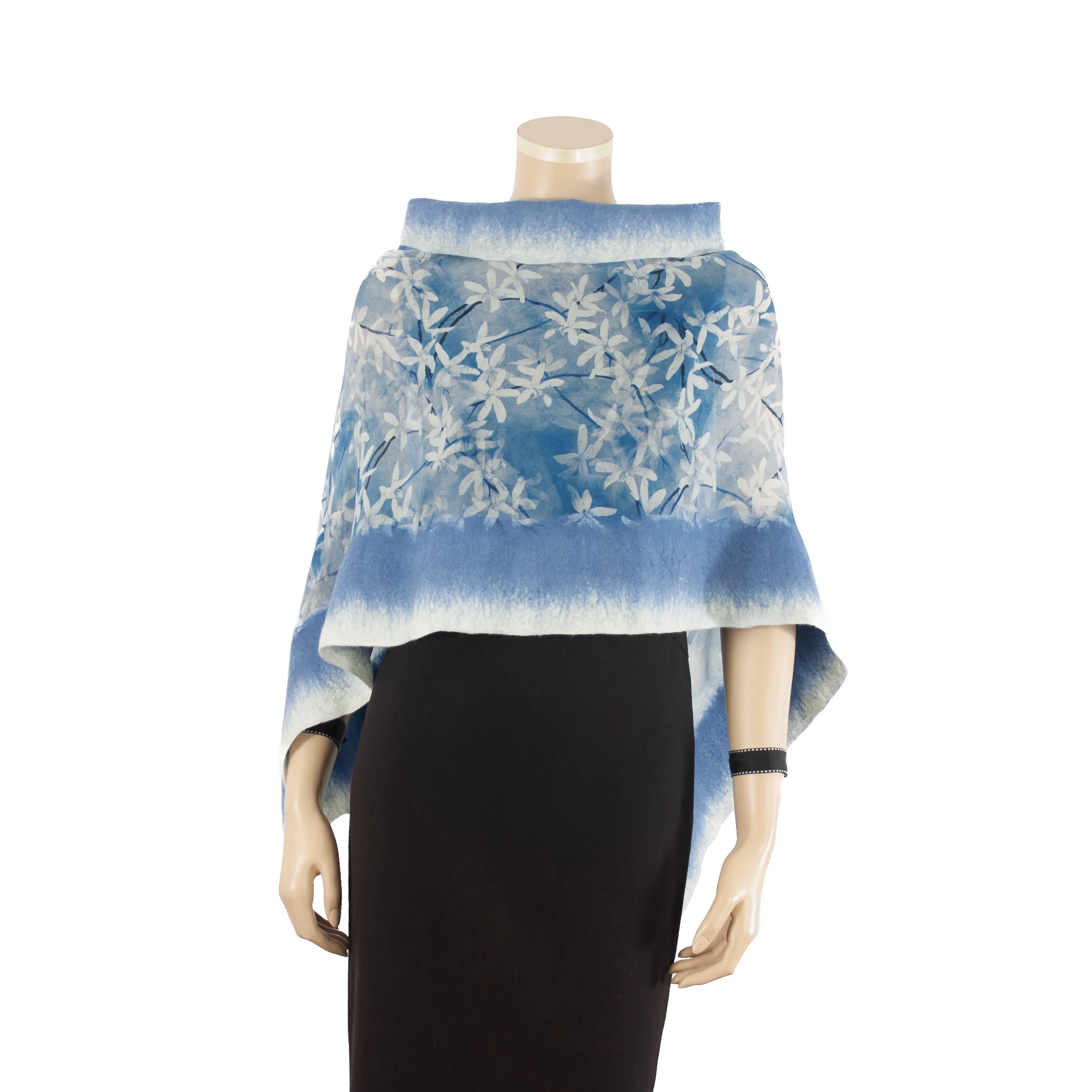 Linked blue flowers scarf #140-59