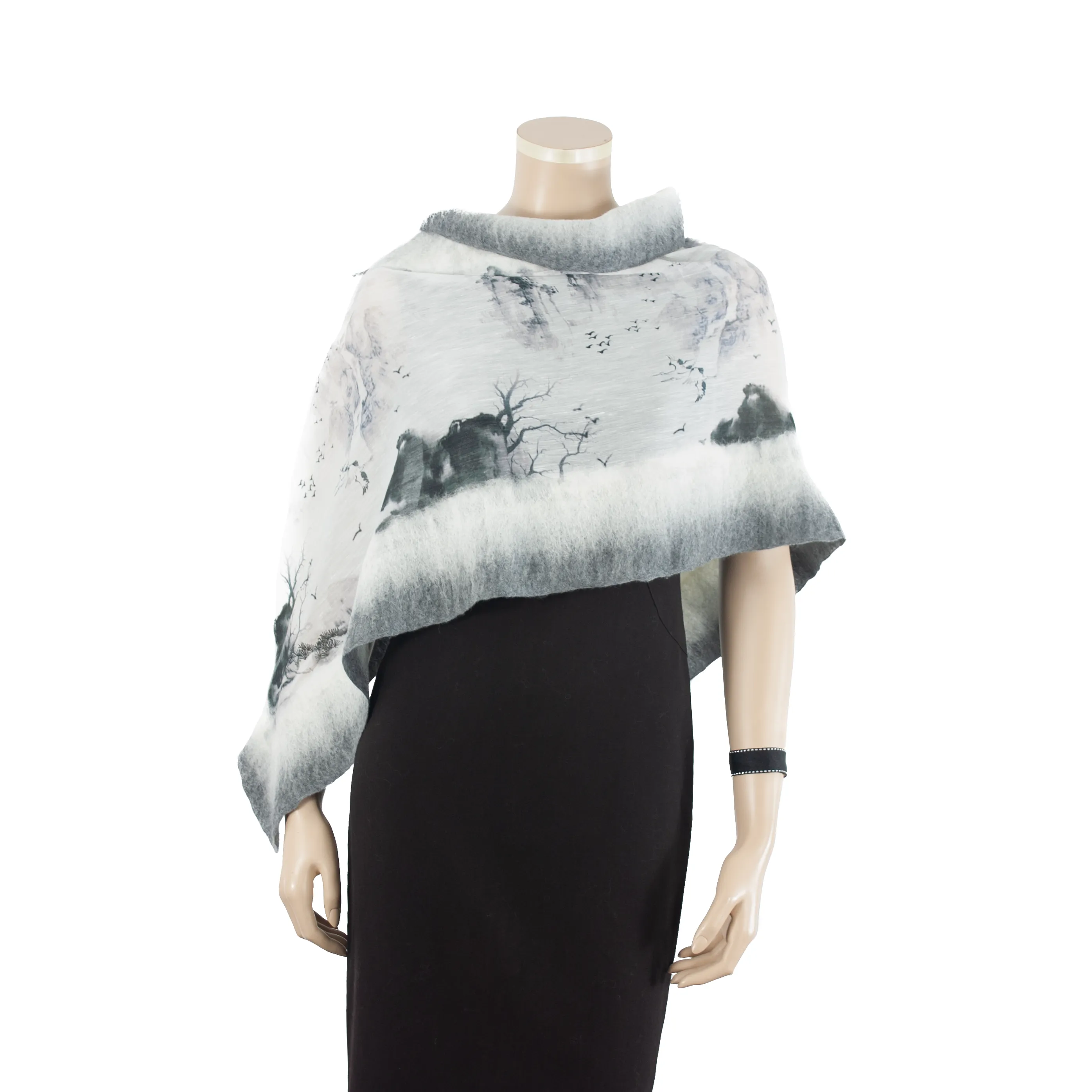 Linked  mountain landscape scarf #140-65