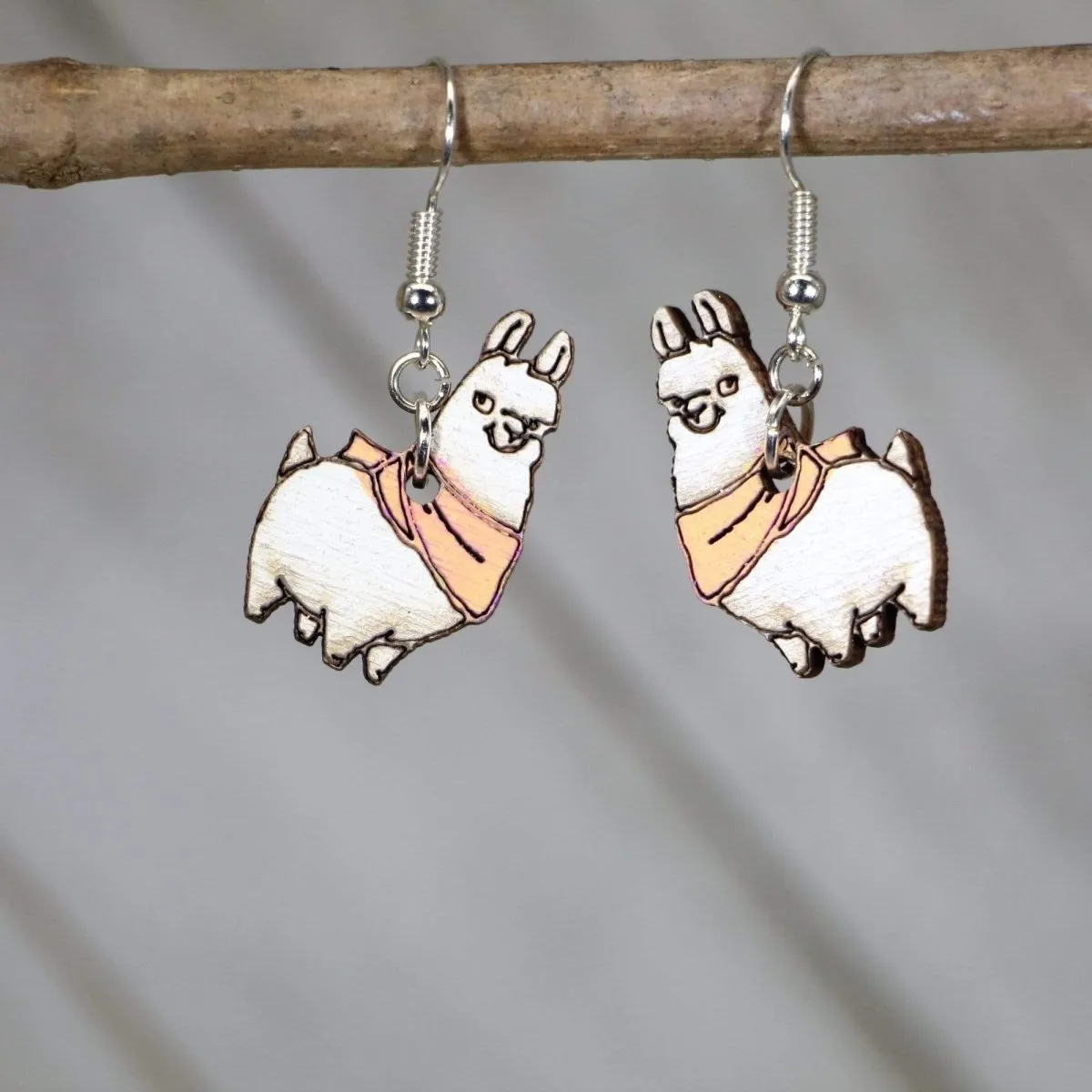 Llama with Scarf Wooden Dangle Earrings by Cate's Concepts, LLC