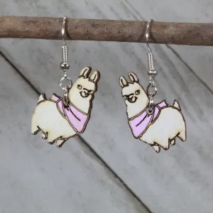 Llama with Scarf Wooden Dangle Earrings by Cate's Concepts, LLC