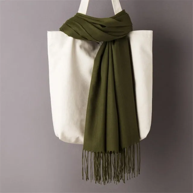 Luxury Wrap Cashmere Solid Pashmina Scarf