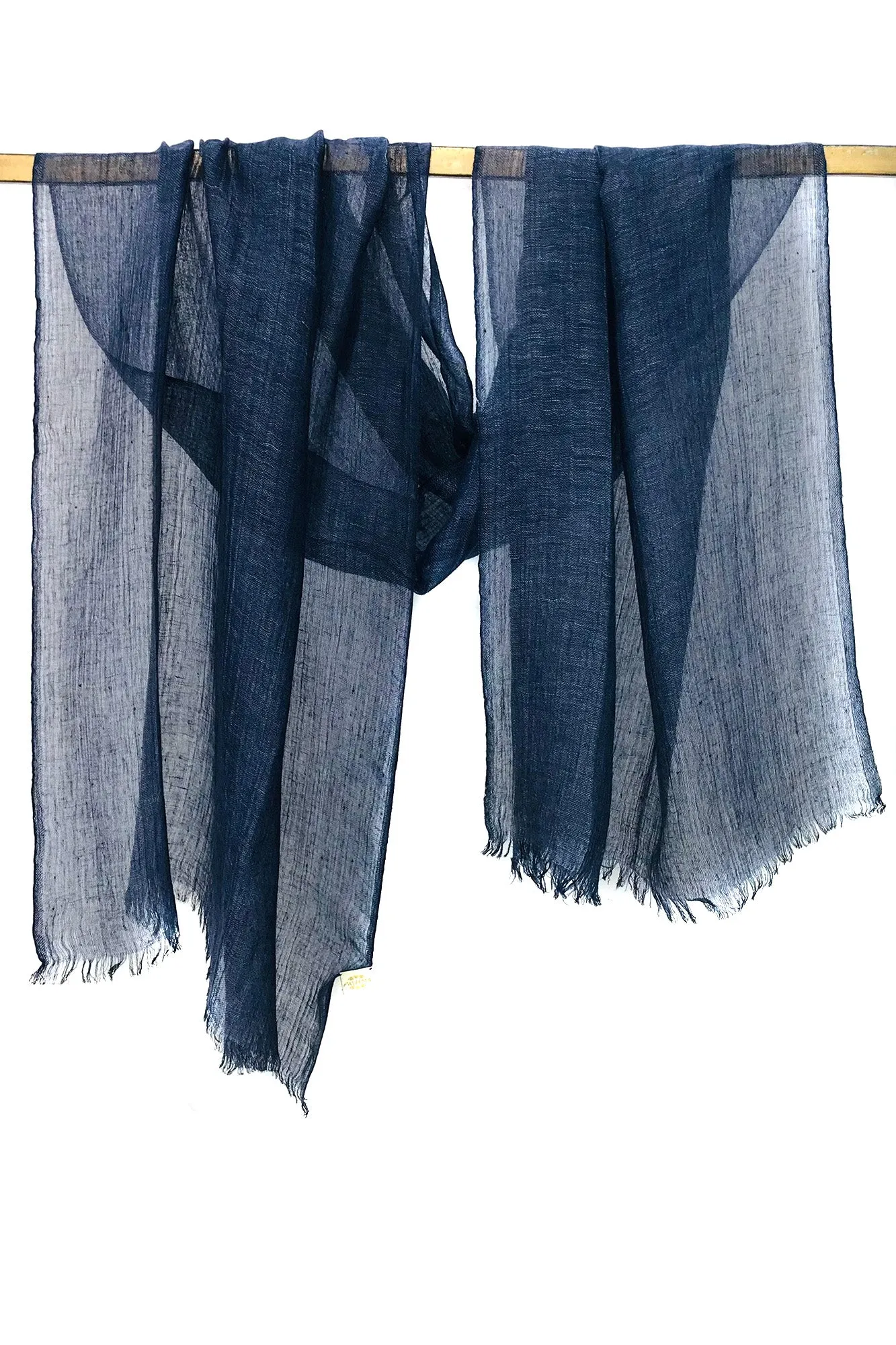 Navy Silk Linen Cashmere Scarf