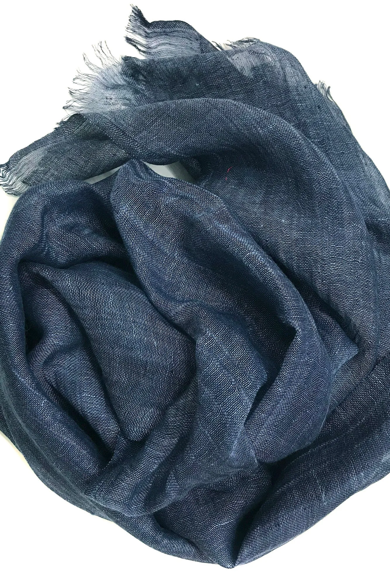 Navy Silk Linen Cashmere Scarf