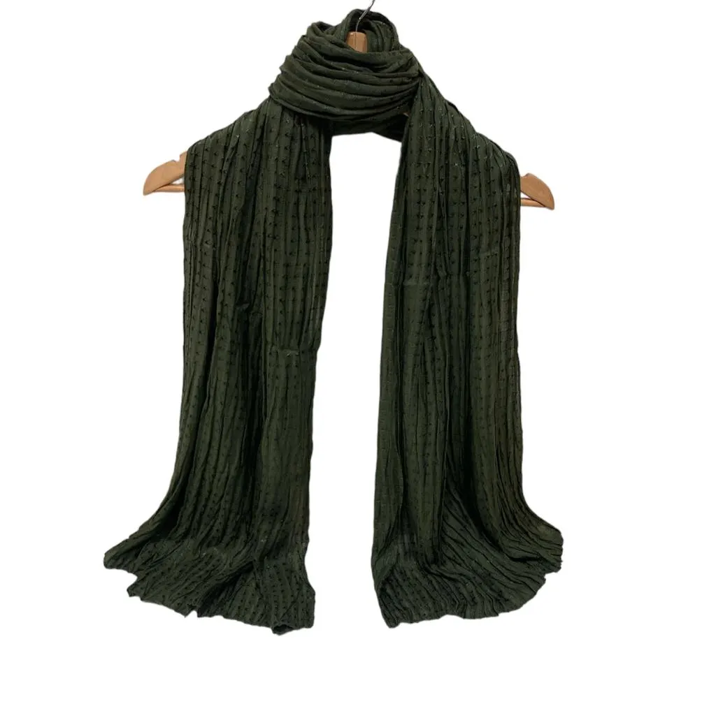 New Women Cotton-Viscose Pleated Shiny Scarf Hijab