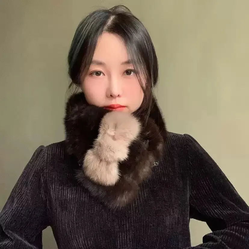 Original fur scarf sable whole leather scarf bow winter warm luxury real fur female court style shawl